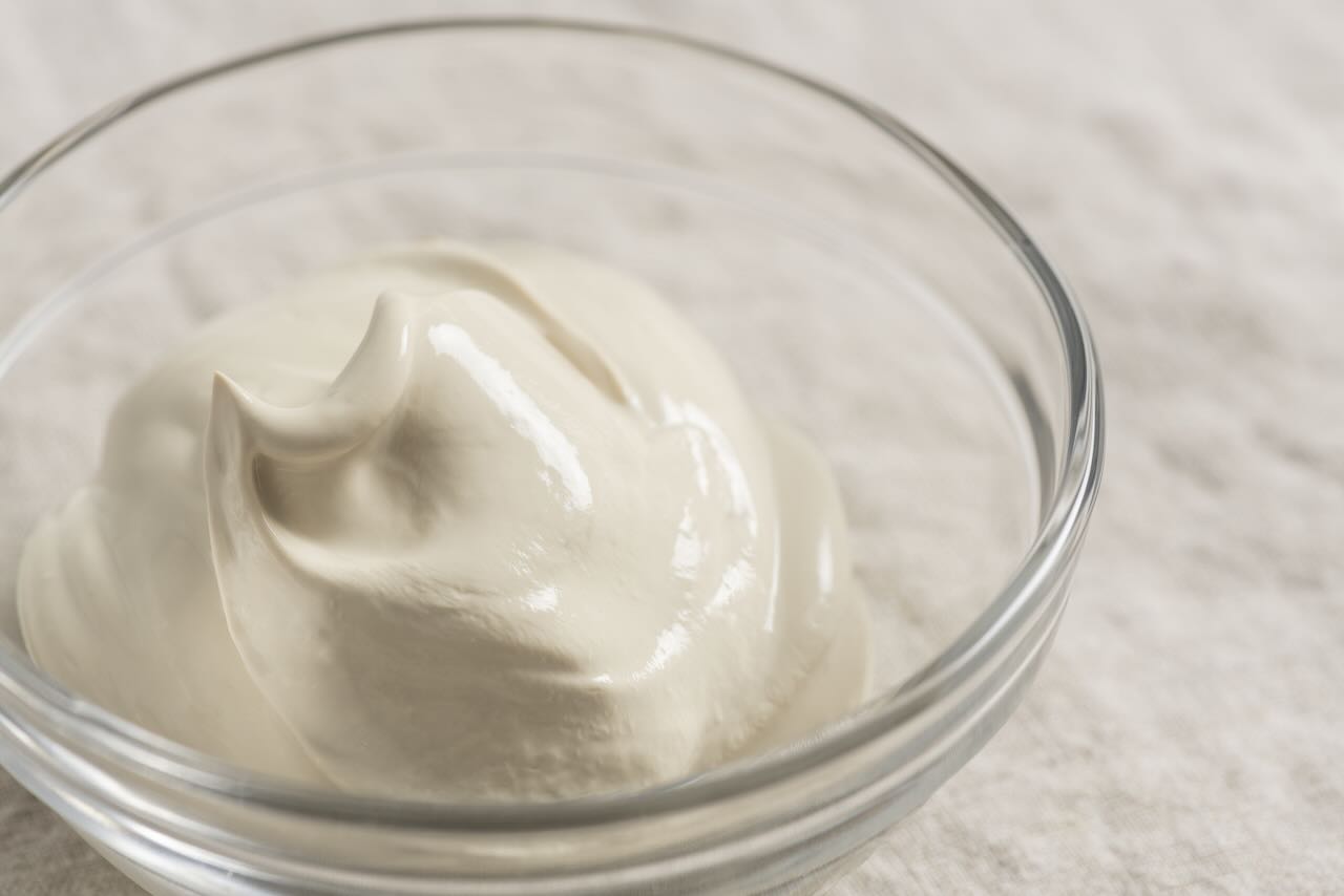 Rubisco Protein Isolate whipped into a creamy white emulsion